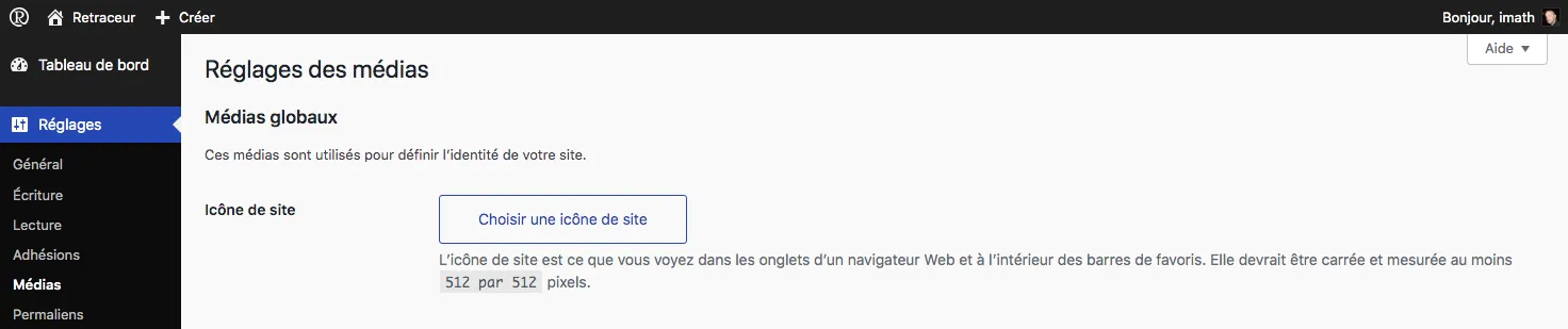 Icônde de Site ajouter