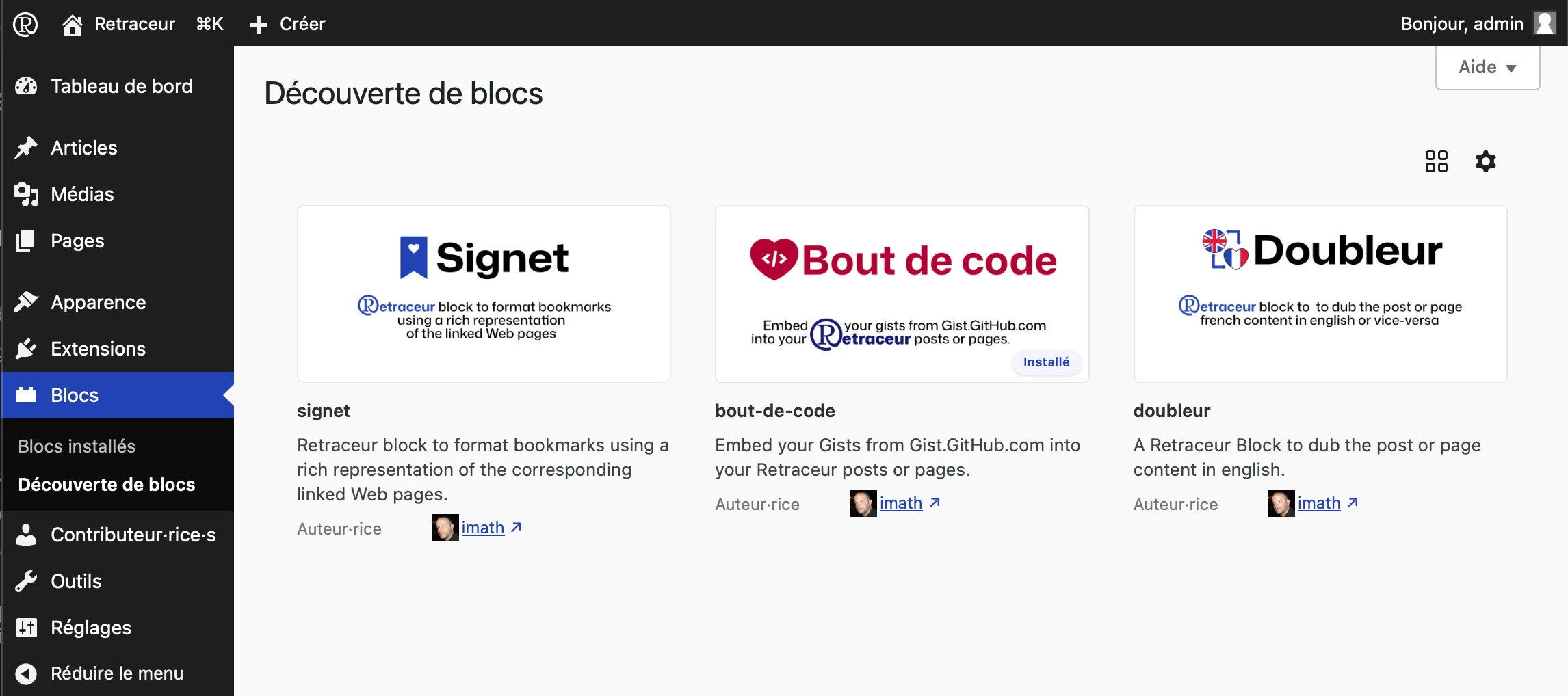 Grille des blocs