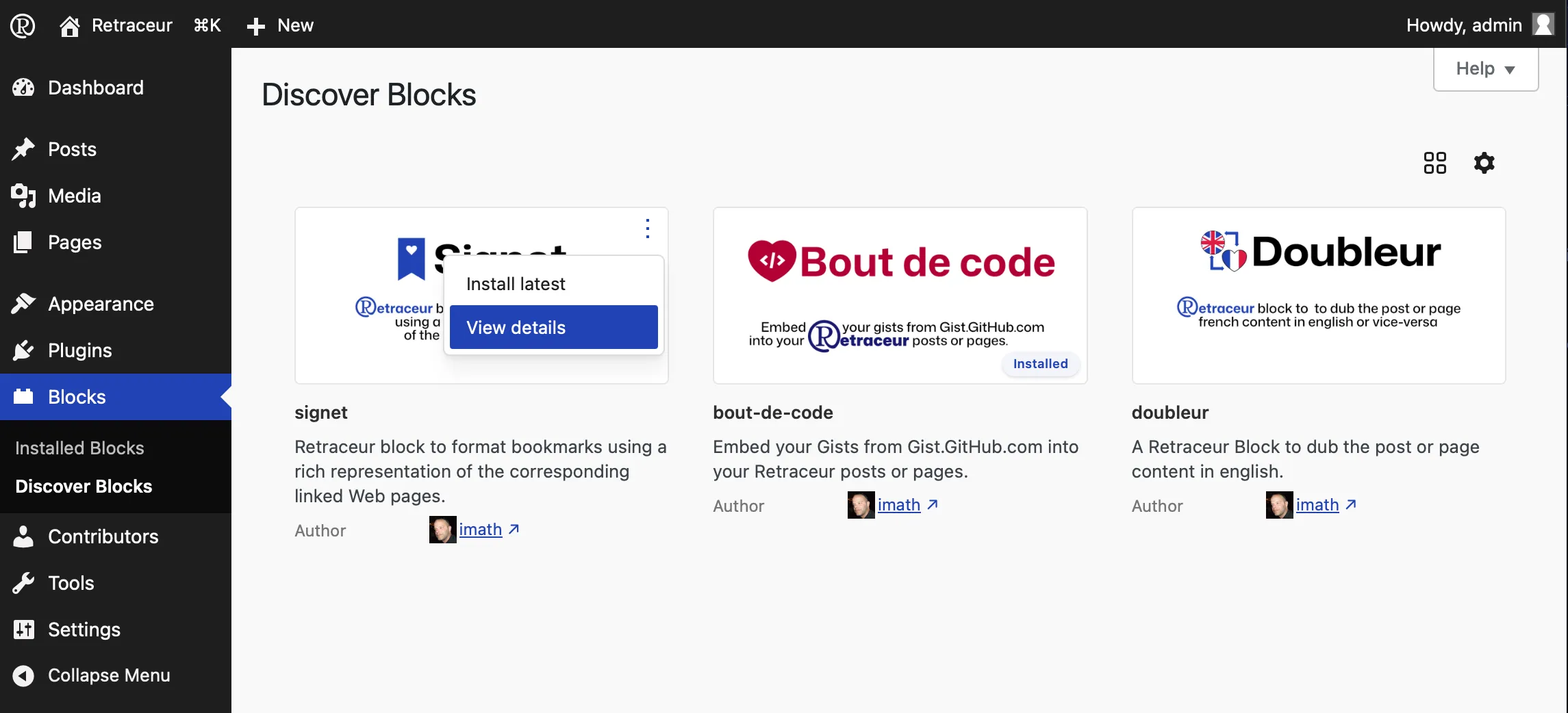 Block actions