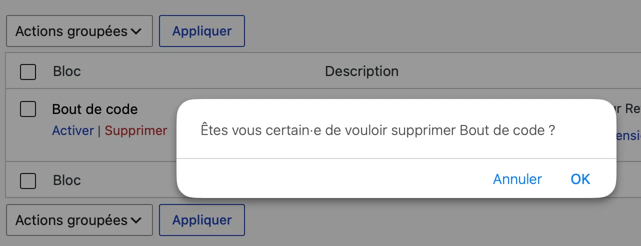 Confirmation suppression