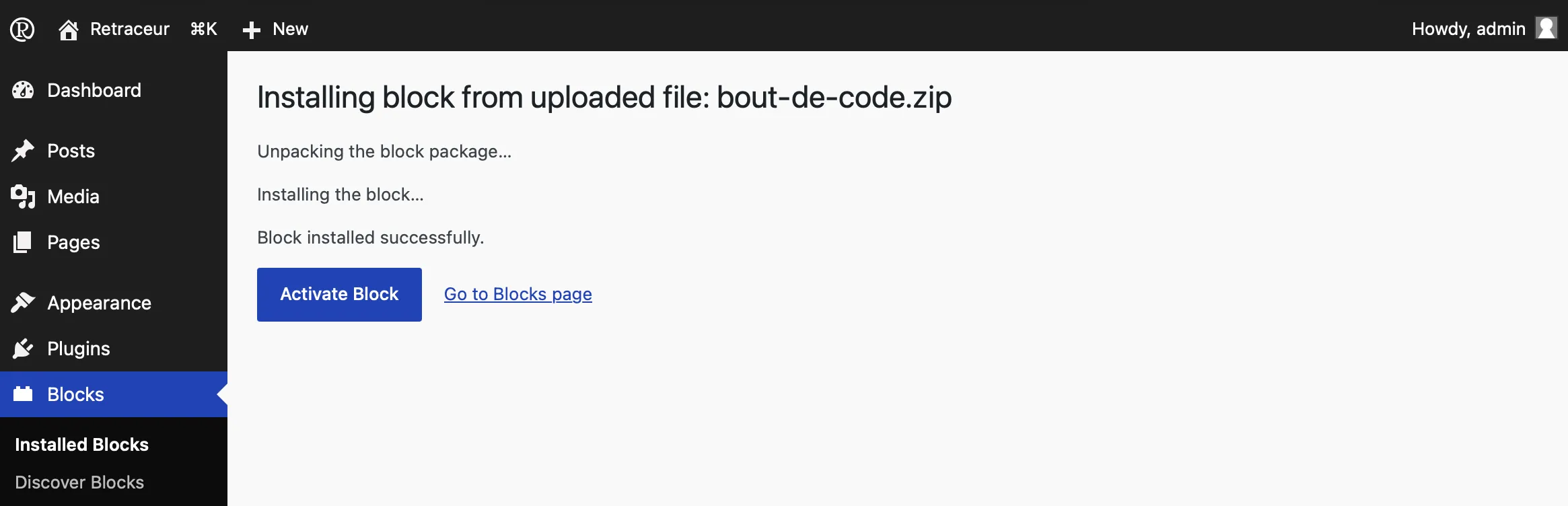 Install a Block