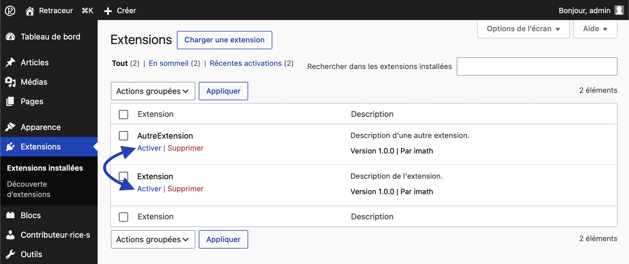 Activer une extension
