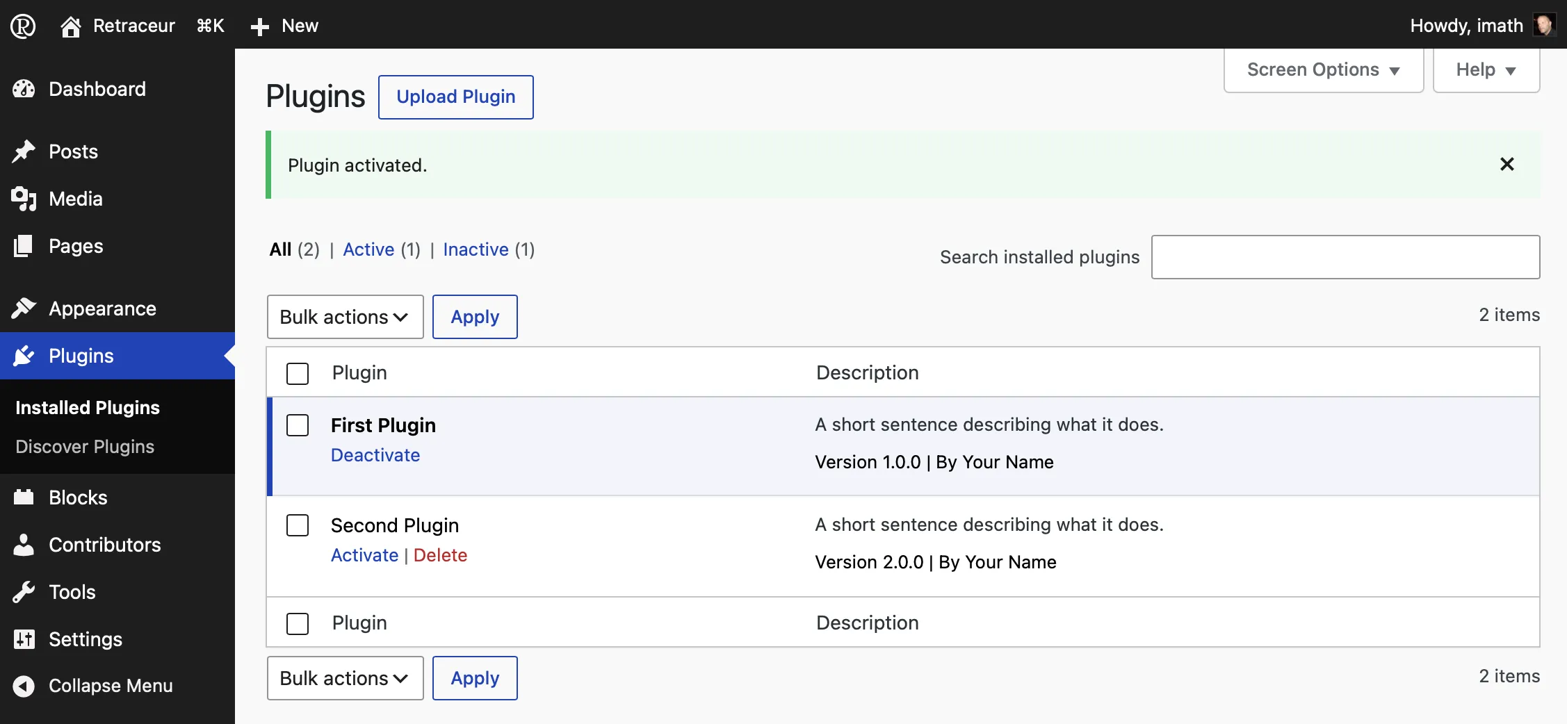 Activated Plugin