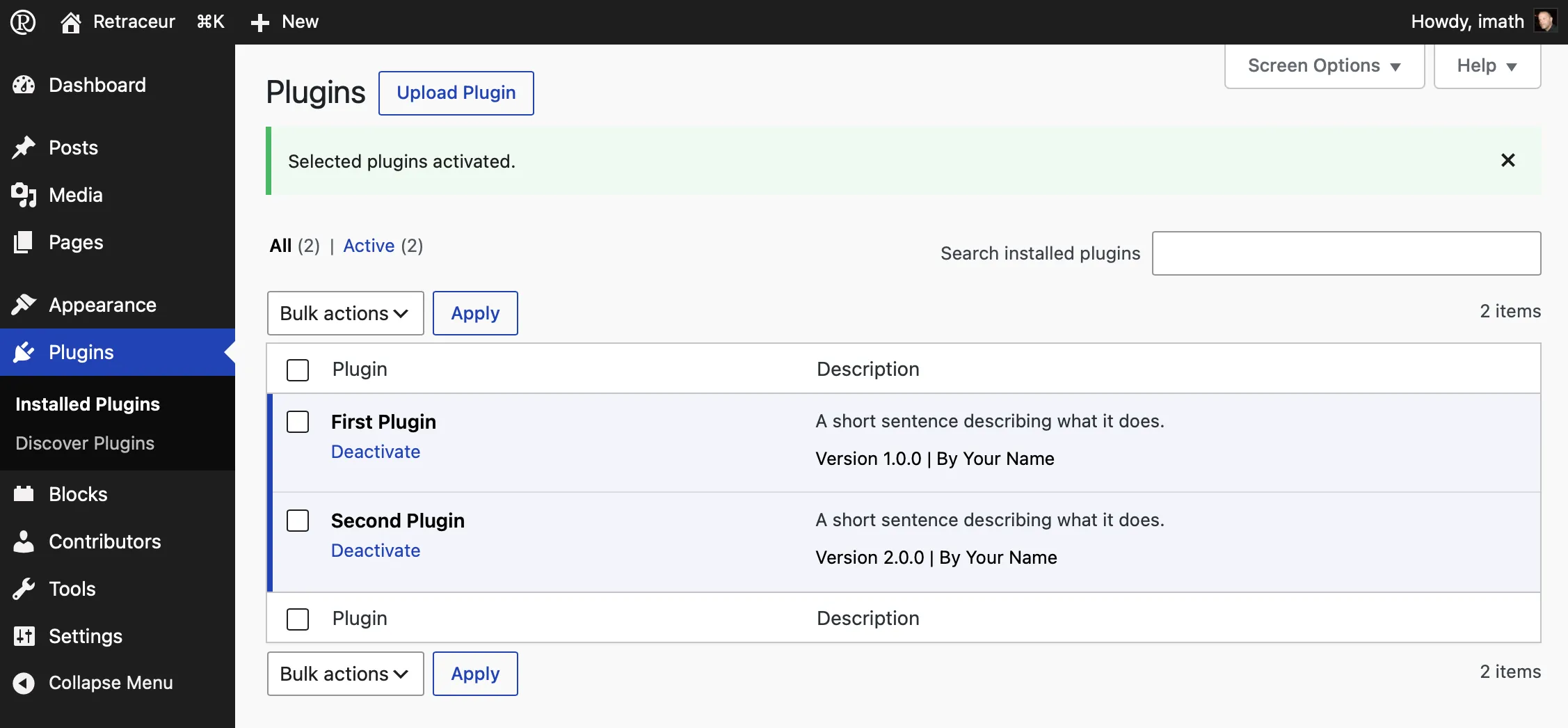 Activated Plugins