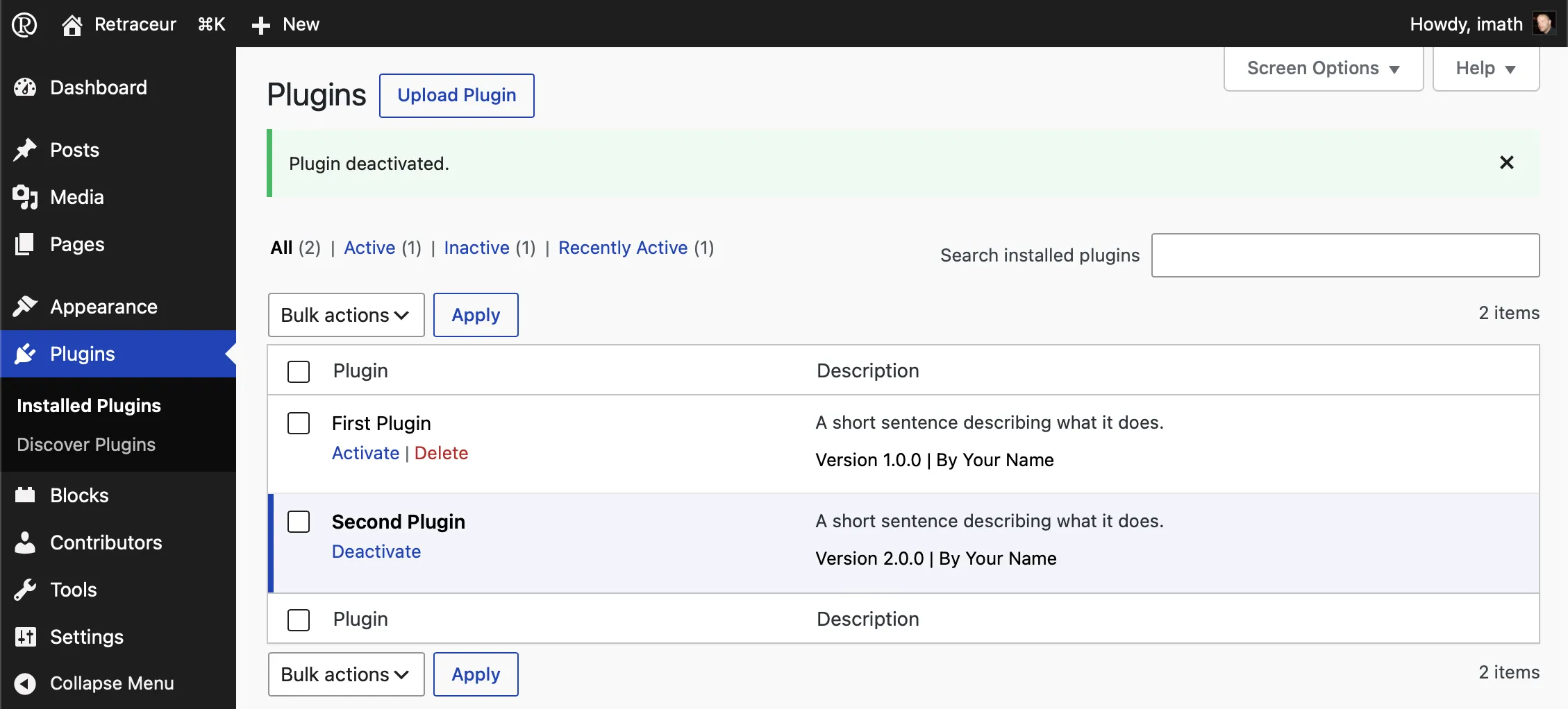 Plugin deactivated
