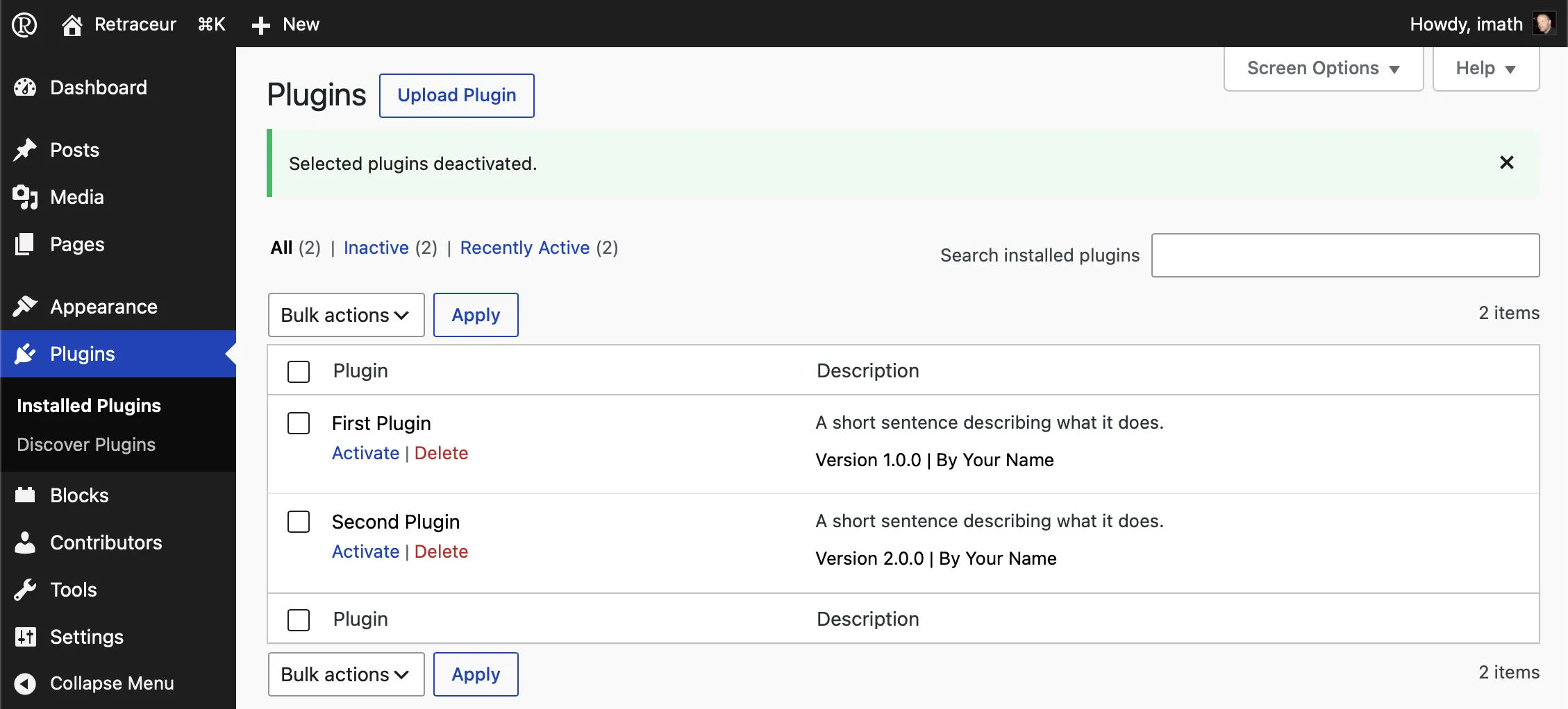 Deactivated Plugins