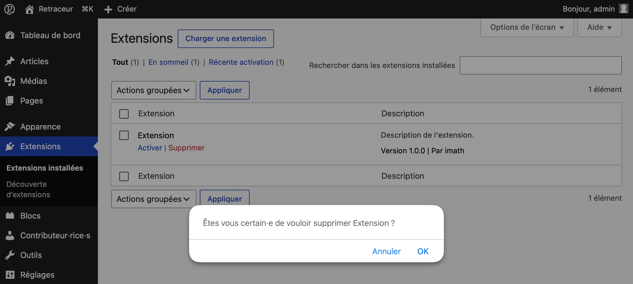 Confirmation suppression
