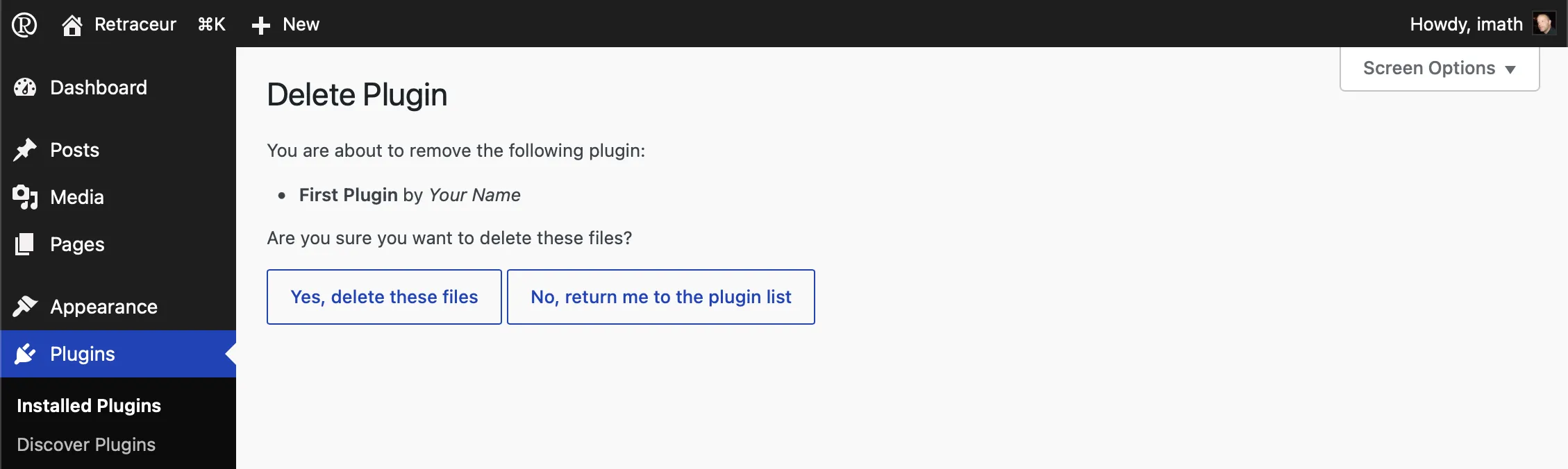 Confirm deletion