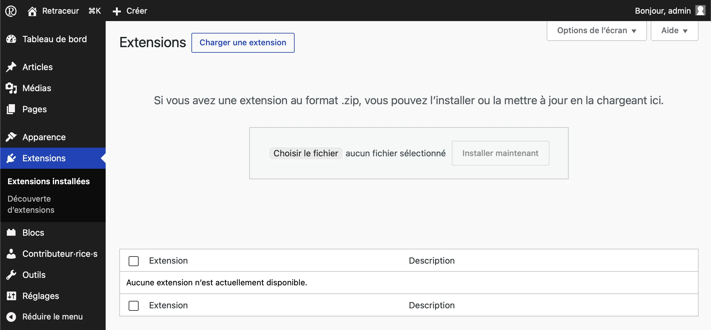 Charger une extension