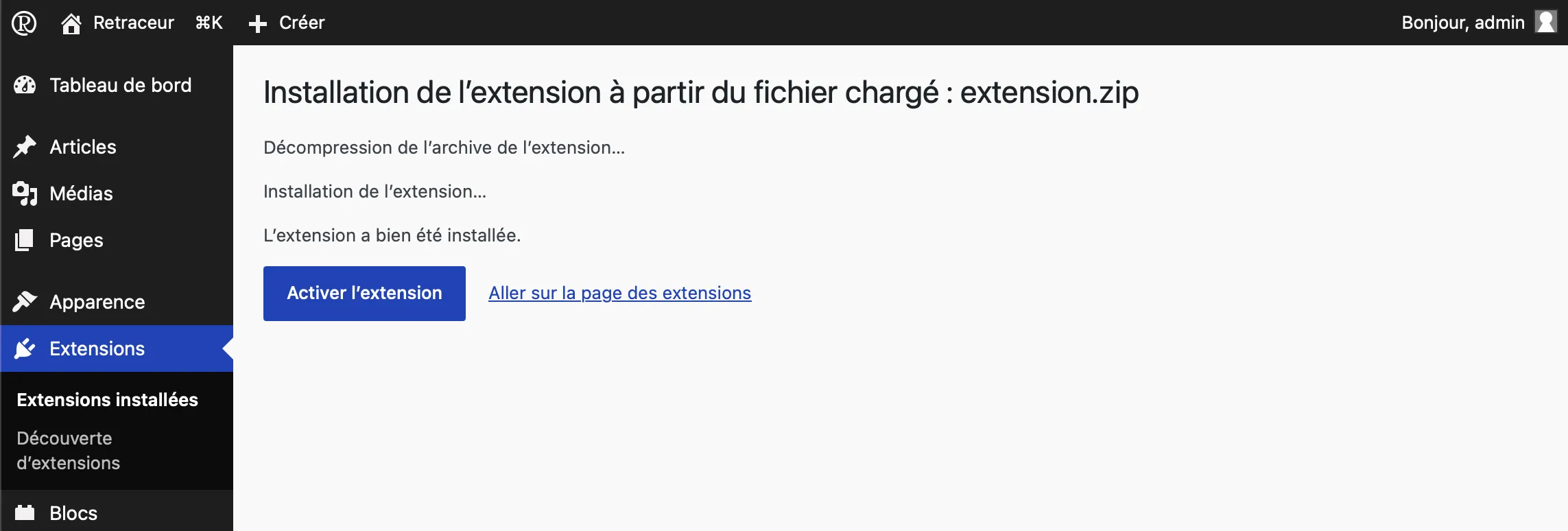 Installer une extension